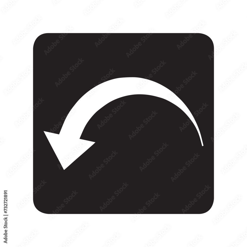 Poster curved arrow icon vector. arrow pointer logo design. arrow down vector icon illustration in square i