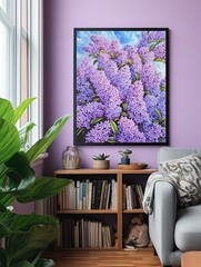 Blooming Lilac Artwork: Serene Field Wall Art Depicting Captivating Nature