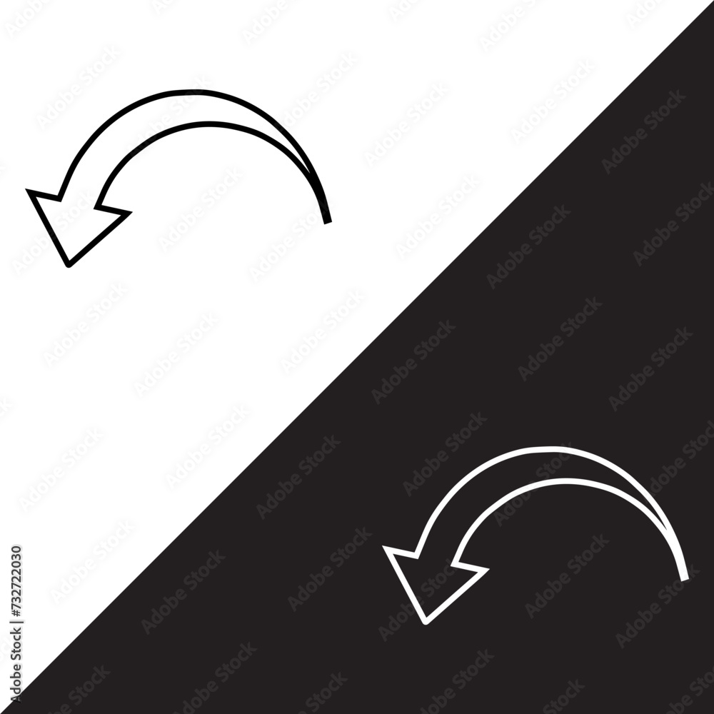 Poster curved arrow icon vector. arrow pointer icon sign symbol in trendy flat style. arrow down vector ico