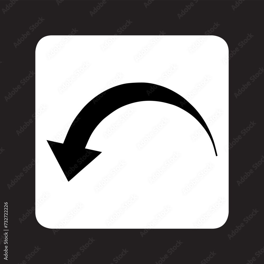 Poster curved arrow icon vector. arrow pointer logo design. arrow down vector icon illustration in square i