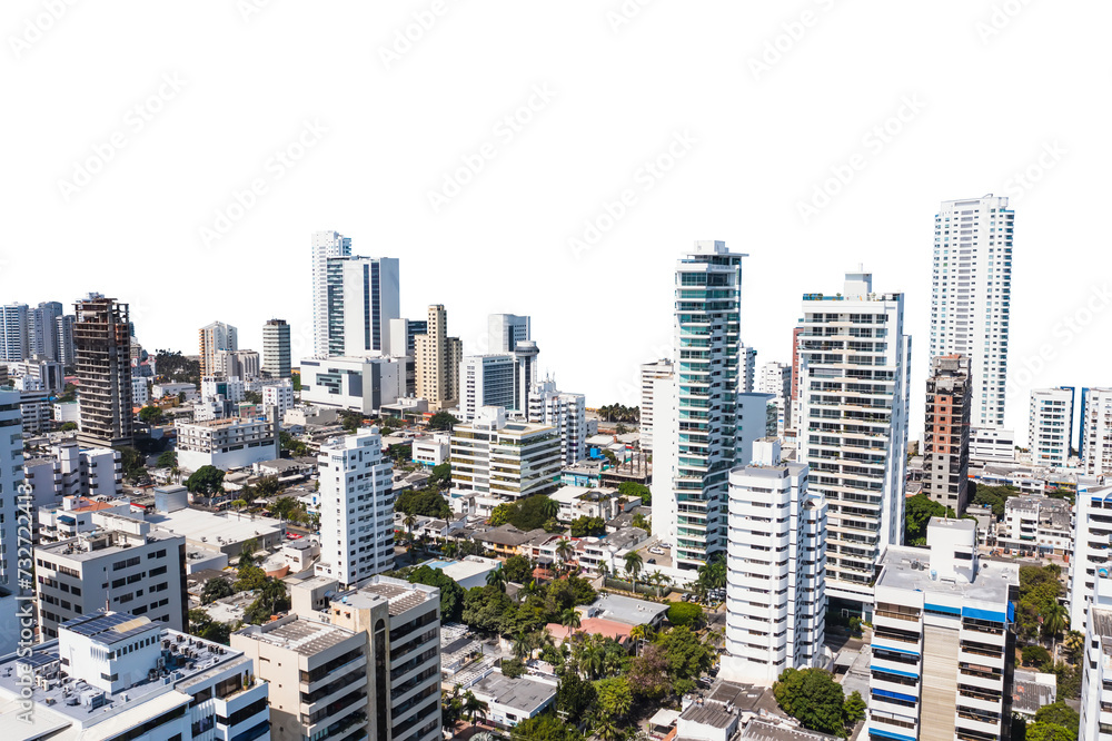 Wall mural aerial panoramic view of the bocagrande district skyscrapers in cartagena colombia on isolated png b