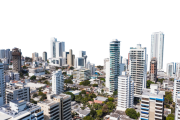  Aerial panoramic view of the Bocagrande district Skyscrapers in Cartagena Colombia on isolated png background