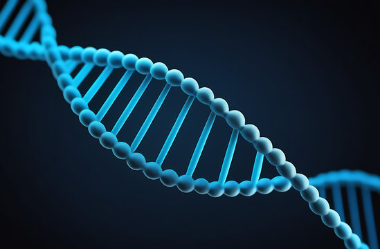 Human cell biology DNA strands molecular structure. Medical background with selective focus