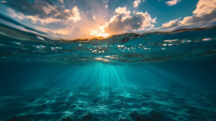 Underwater View Of Sky From Tropical Coast (Generative AI)
