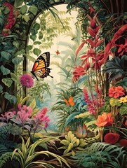 Obraz na płótnie Canvas Butterfly Wall Art: Enchanted Groves - Vintage Nature Garden Print