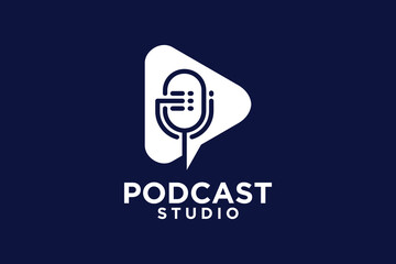 Podcast studio logo design creative unique concept