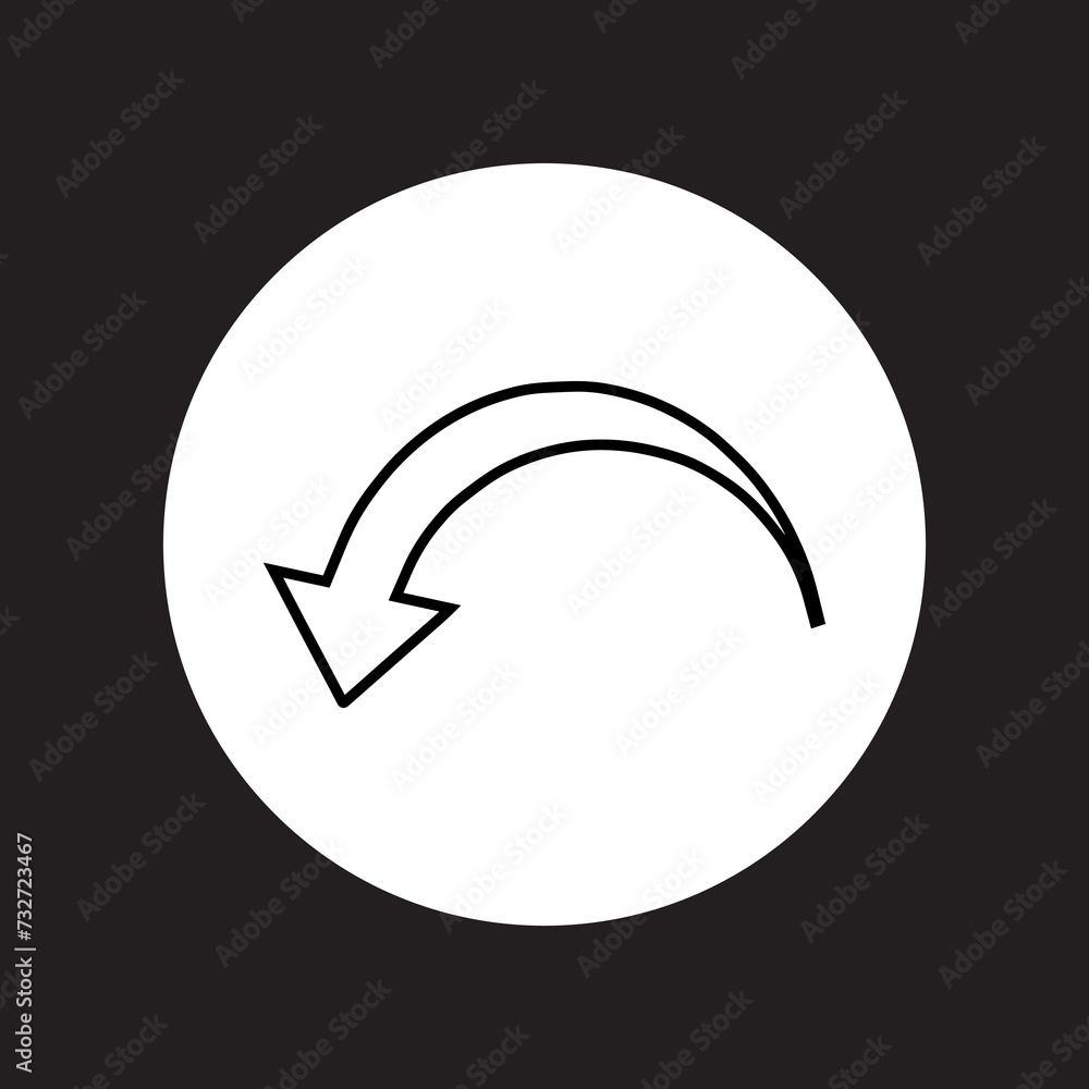 Poster curved arrow icon vector. arrow pointer logo design. arrow down vector icon illustration in circle i