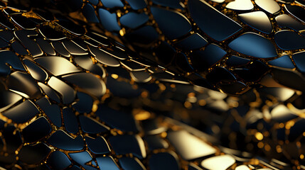 Abstract Golden Cellular Structure  This captivating abstract image features a golden cellular...