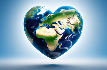 Earth in the shape of a heart, ecology and environment. Earth day