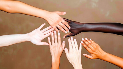 Display of hands with different skin tones, all lives matter