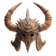 Fototapeta premium Vintage Viking helmet with horns transparent background
