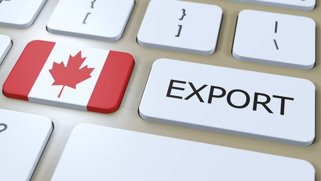 Canada Export Animation. Country Flag and Button