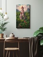 Castle Turret Canvas: Enchanting Fairytale Art & Nature Wall Decor