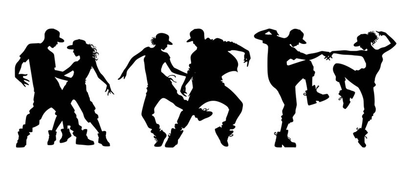 Street Dance Silhouettes - Hip Hop Couple in Action