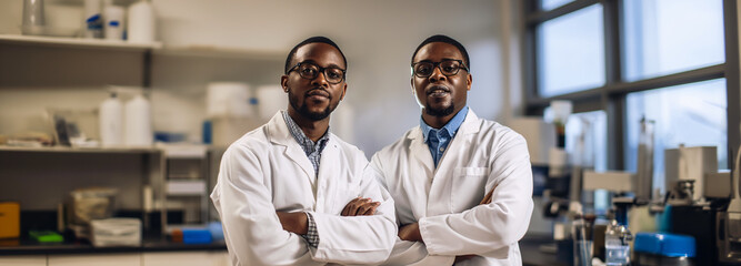 Two black scientists  - obrazy, fototapety, plakaty