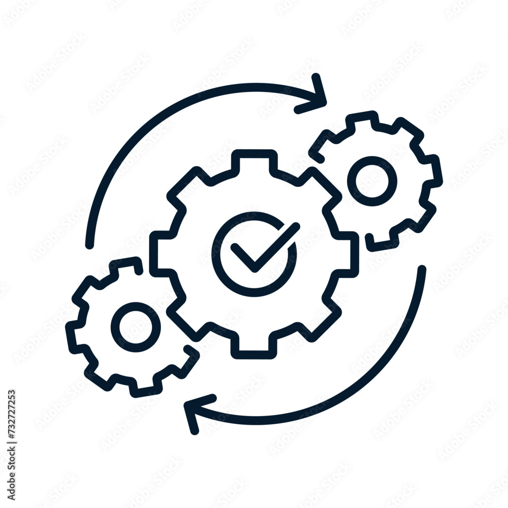 Aufkleber operational process concept. vector linear icon isolated on white background.