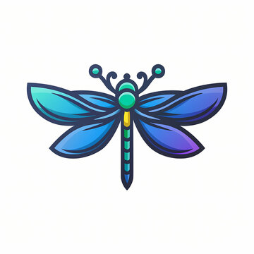 Gradient Colored Logo of a Dragonfly.