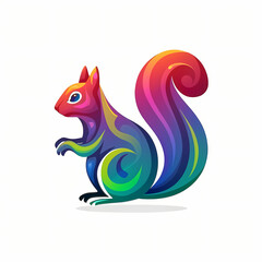 Gradient Colored Squirrel Logo Illustration.