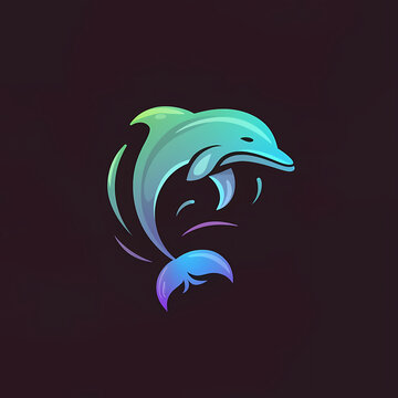 Logo Featuring a Gradient Colored Dolphin.