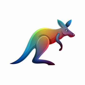 Logo with a Gradient Colored Kangaroo.
