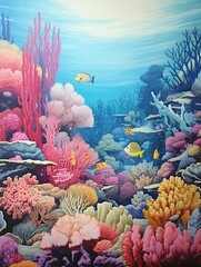 Coral Reef Vintage Art: Vibrant Ocean Explorations for Seascape Wall Decor & Nature Lovers