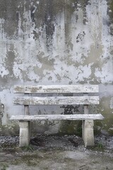 A weathered outdoor bench