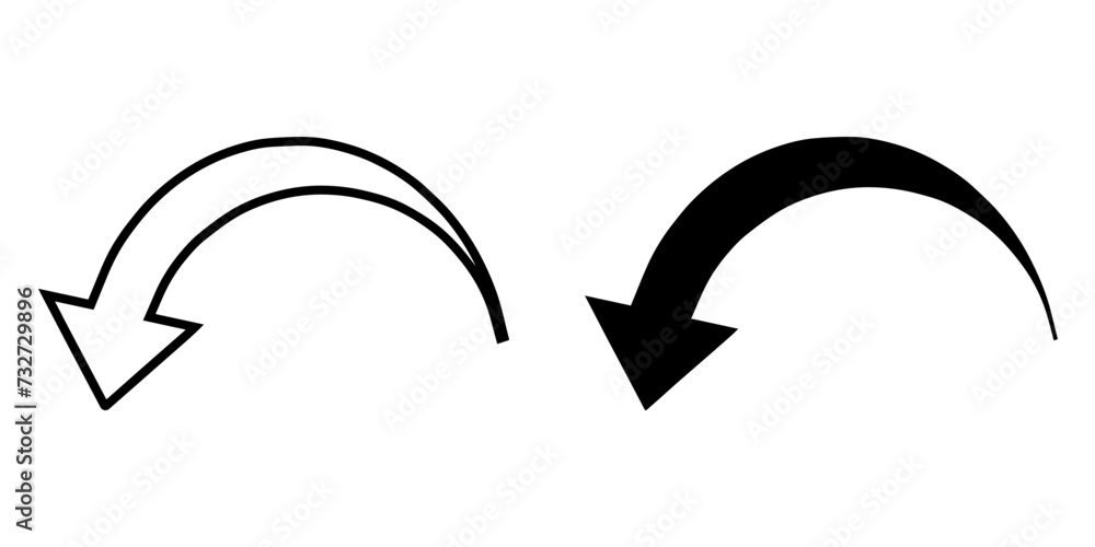 Poster curved arrow icon vector. arrow pointer icon sign symbol vector. arrow down vector icon illustration