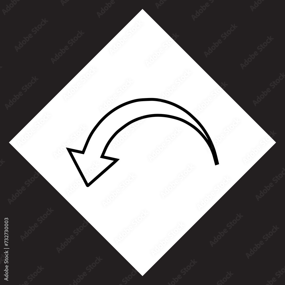 Poster curved arrow icon vector. arrow pointer logo design. arrow down vector icon illustration in rhombus 