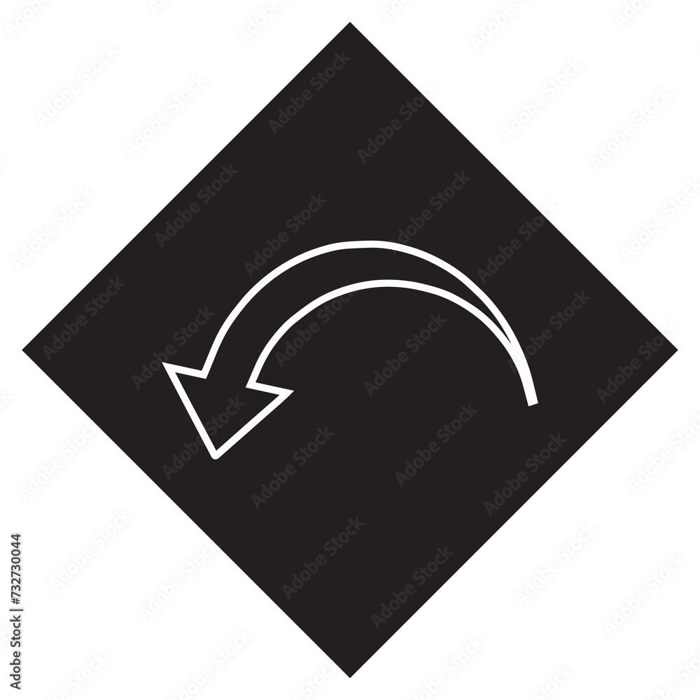 Poster curved arrow icon vector. arrow pointer logo design. arrow down vector icon illustration in rhombus 