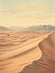 Fototapeta na wymiar Vintage Prints of Aerial Sand Dunes in a Majestic Desert Landscape