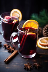 a glass of mulled wine in winter, New Year