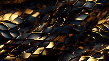 Luxurious Abstract Golden Scales Texture  An abstract design of golden scales with a dark,...