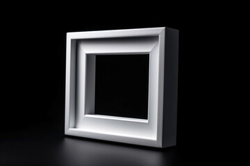 White modern photo frame on a black background