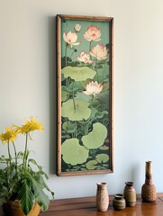 Floating Lotus Ponds Wall Art: Vintage Water Lily Landscape