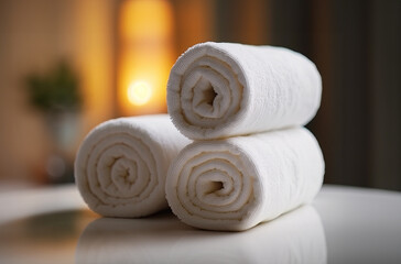 Obraz na płótnie Canvas Spa treatments with stack of towels