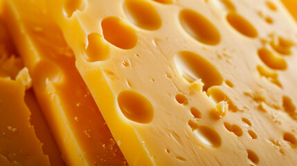 Food photography concept, close-up photo of yellow cheese