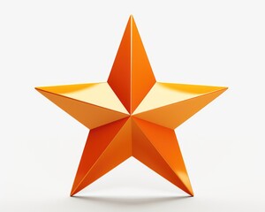 Obraz premium Three-Dimensional Orange Star Illustration on White Background - 3D Rendering