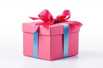 Obraz premium Isolated Pink Gift Box - White Background. Express Your Love with This Amazing Pink Cube Box