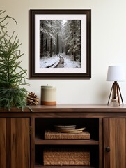 Frosted Pine Forests: A Snowy View - Framed Landscape Print & Nature Art