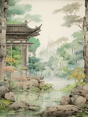 Tranquil Zen Gardens - Vintage Wall Art for Meditation Decor