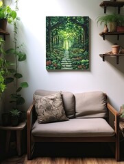 Tranquil Zen Vintage Painting: Gardens Wall Decor for Meditation and Serene Landscapes