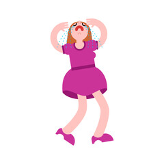 Woman crying and sad. Girl in hysterics. concept lovers' quarrel