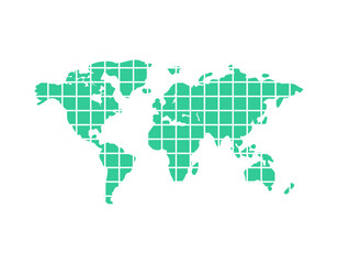Segmented world map. Parts щт planet earth. Concept of world communication and people living on different continents.