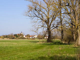 Countryside landscape with small village