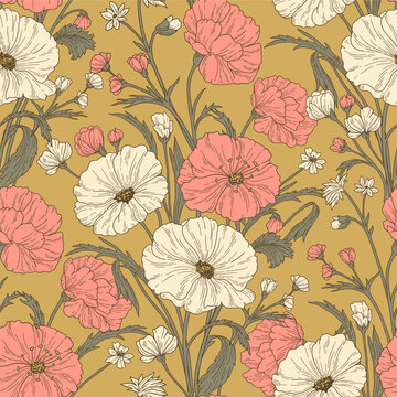 Pattern with flowers on a yellow background © Jallo