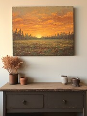 Golden Prairie Sunset Explorations: Vintage Field Painting