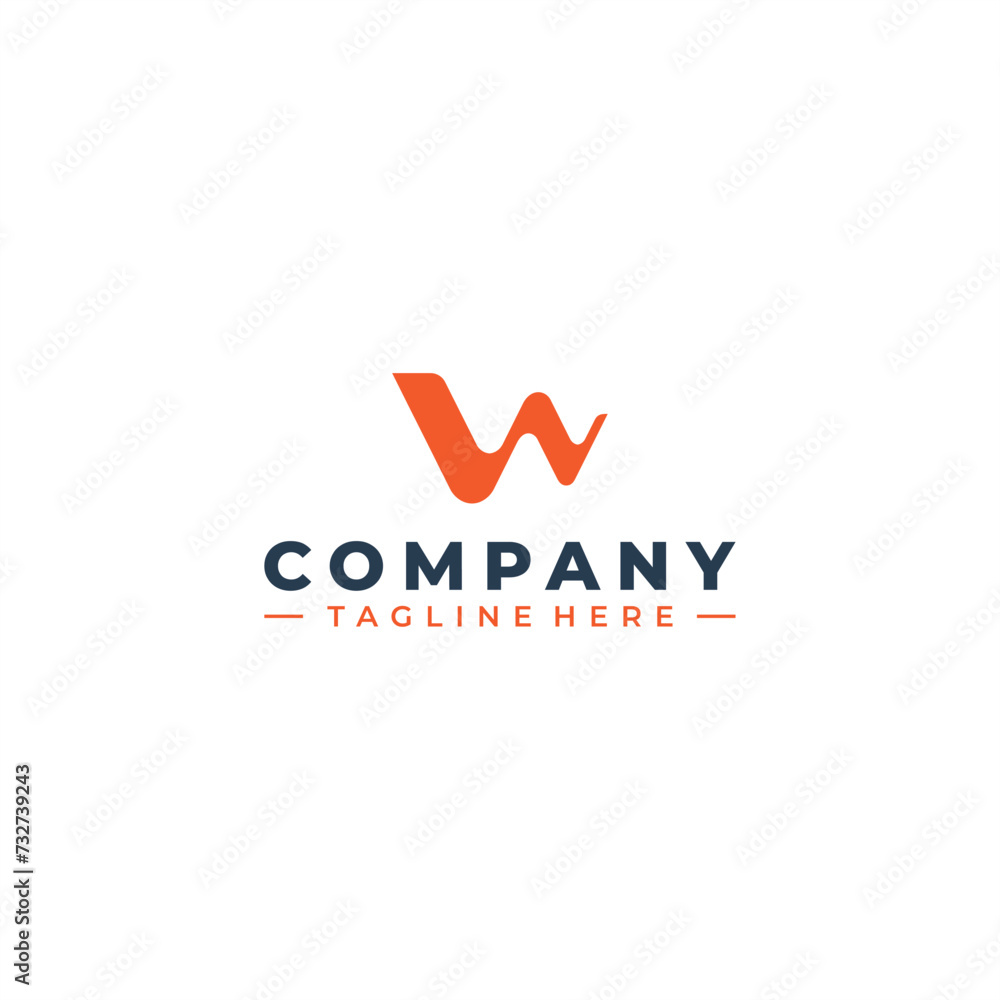 Sticker initial letter w logo design