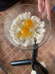 fried eggs in a frying pan