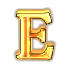 Glowing gold symbol. letter e