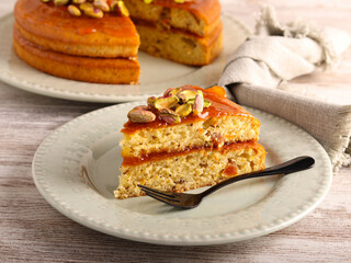Apricot pistachio and olive oil cake